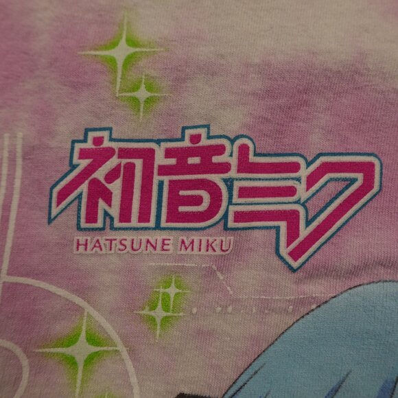 Hatsune Miku Tie-Dye Long Sleeve Graphic Tee Unisex Large Pink White Tie Dye - Picture 3 of 10